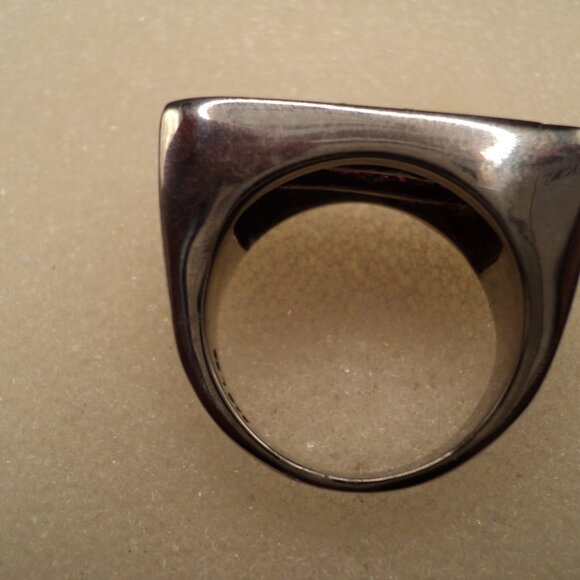 Red and white crystal stainless steel ring size 8 POS181 - Picture 4 of 4